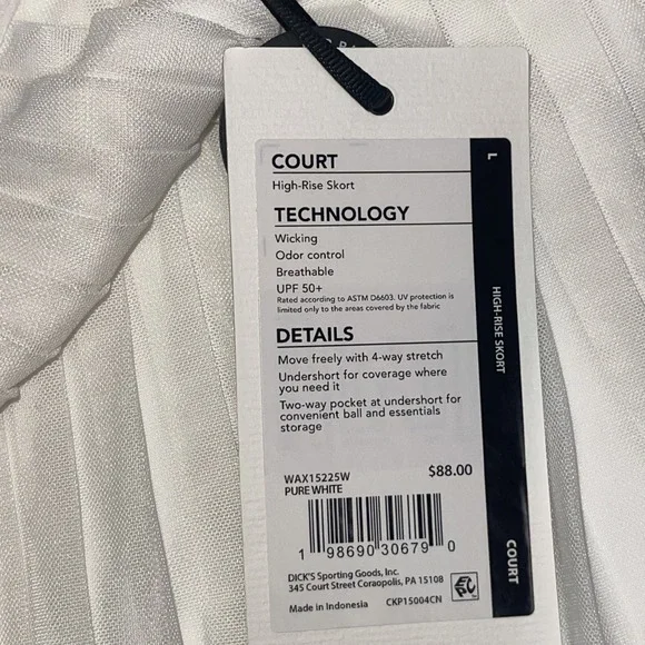 Calia Skort Court Pleated 15" Mesh High Rise Athletic Tennis Active Pickleball L - Picture 4 of 8